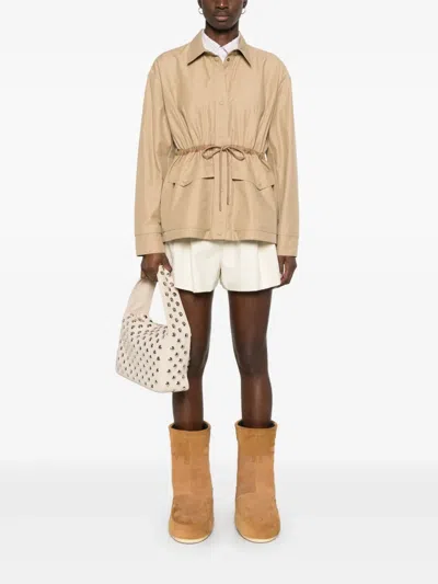 Moncler Saulon Cotton Blend Field Jacket In Beige