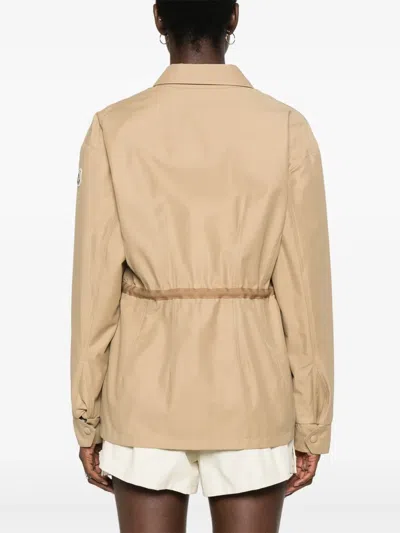 Moncler Saulon Cotton Blend Field Jacket In Beige
