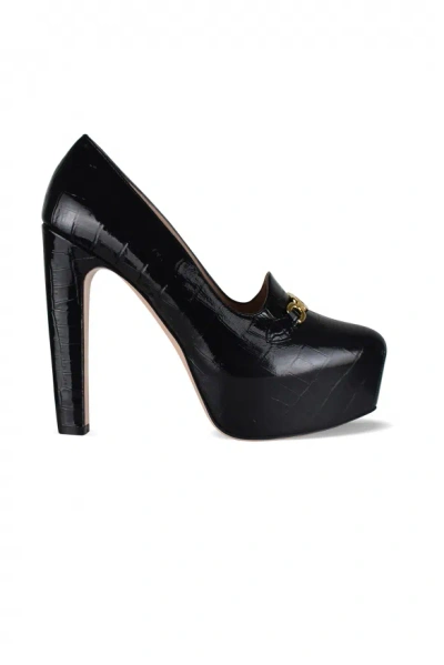 Tom Ford 135mm Whitney Shiny Croc-embossed Leather Platform Pumps In Black