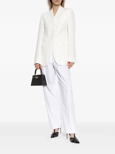 Sportmax Tailored Jacket With Flap Pockets And Notched Lapels In White