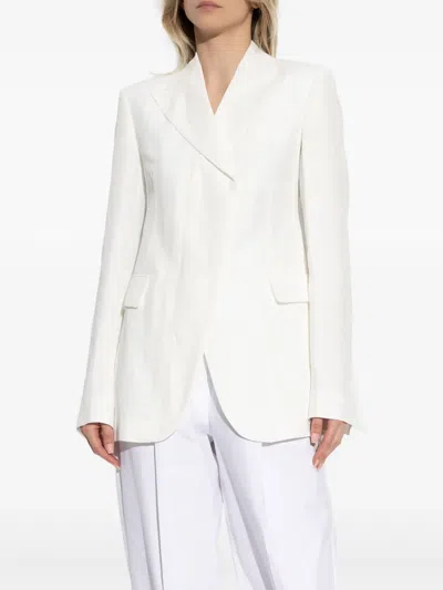 Sportmax Tailored Jacket With Flap Pockets And Notched Lapels In White