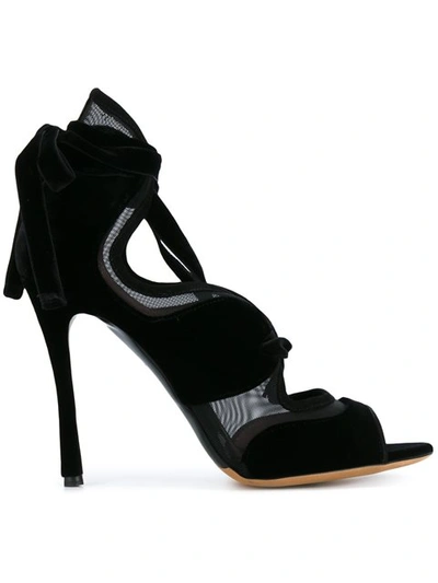 Tabitha Simmons Black Freya 120 Suede Lace Up Sandals