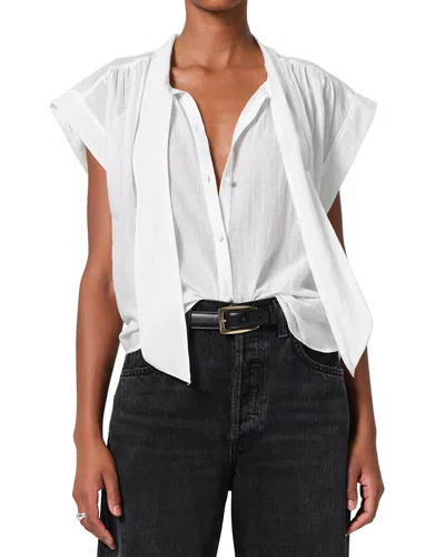 Citizen Of Humanity Penny Silk Blend Tie-neck Blouse In White