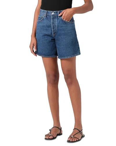 Agolde Dame High Waist Mid Length Relaxed Denim Shorts In Enamour