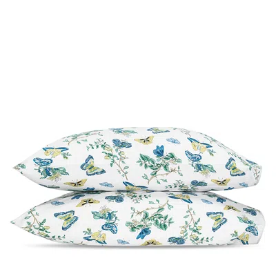 Matouk Baudin Butterfly Print 500 Thread Count 2-pack Pillowcases In Prussian Blue