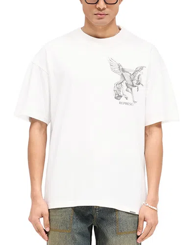 Represent White T-shirt With Graphic Print On The Front And Back In Flat White