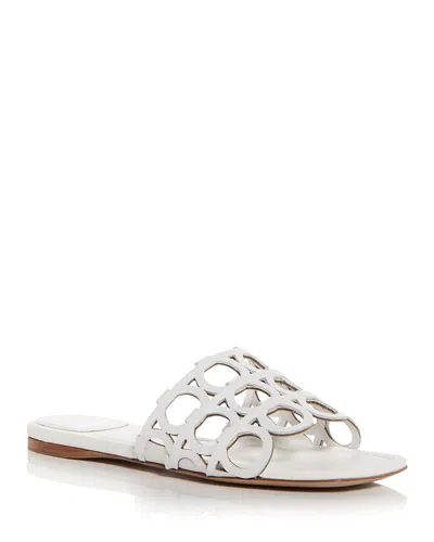 Ferragamo Gancini Pattern Sandals In White