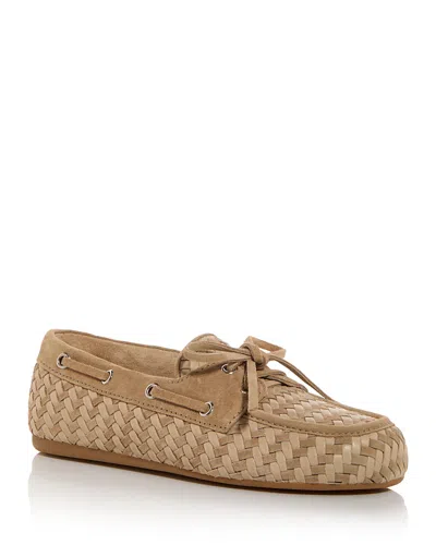 Miu Miu Suede Loafers Eyelet Detailing Moc Toe In Brown