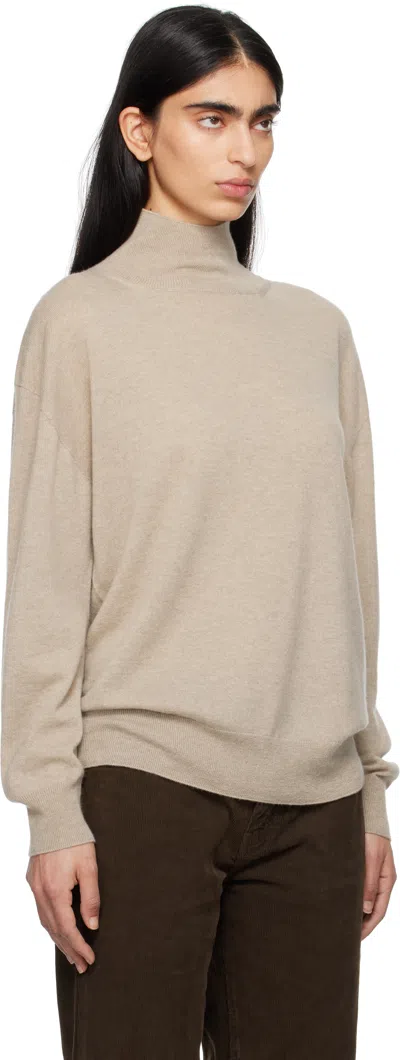 The Row Jabari Mock-neck Oversized Cashmere Sweater In Beige Melange