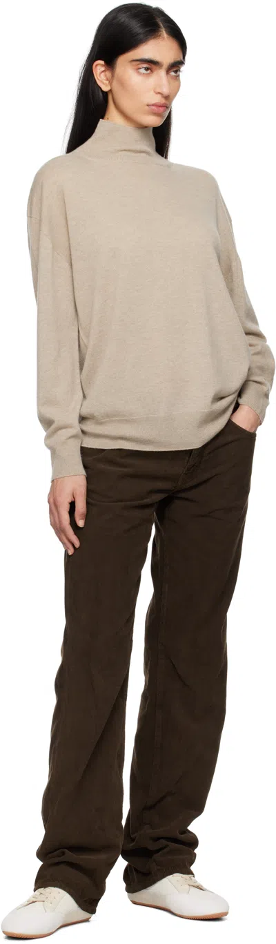 The Row Jabari Mock-neck Oversized Cashmere Sweater In Beige Melange