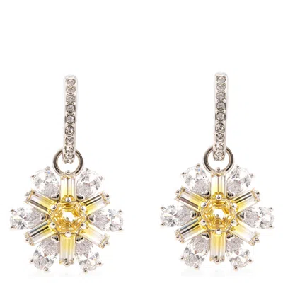 Swarovski Idyllia E Pierced Earrings Mini Hoop Drop Rhodium Shiny Yellow In Silver Tone