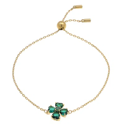 Swarovski Idyllia Soft Bracelet Clover Gold Shiny Green In Silver Tone
