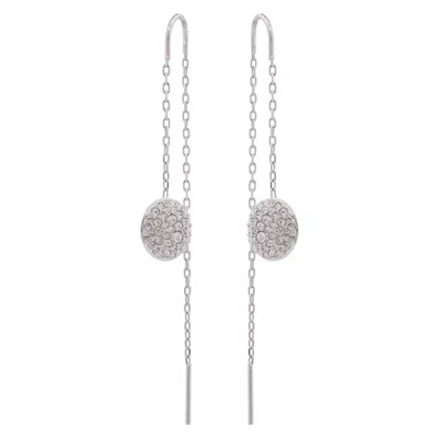 Swarovski Meteora Pierced Earrings Chain Earrings Rhodium Shiny Crystal In White