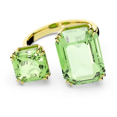 Swarovski Millenia Cocktail Ring Gold Shiny Peridot In Green
