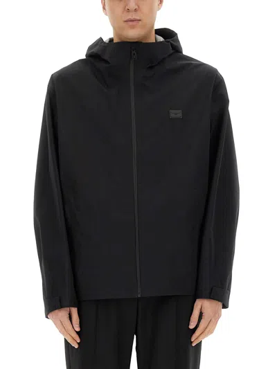Dolce & Gabbana Hooded Cotton Jacket In Black
