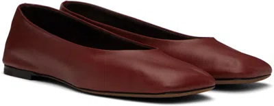 The Row Burgundy Square Ballerina Flats In Rus Rust