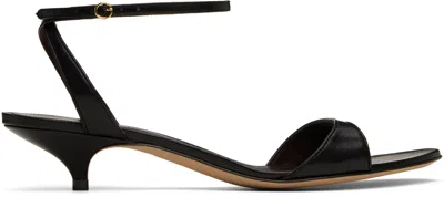 The Row Black Vika Ankle Strap Kitten Heeled Sandals In Blk Black