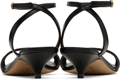 The Row Black Vika Ankle Strap Kitten Heeled Sandals In Blk Black
