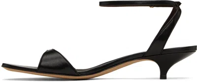 The Row Black Vika Ankle Strap Kitten Heeled Sandals In Blk Black