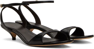 The Row Black Vika Ankle Strap Kitten Heeled Sandals In Blk Black