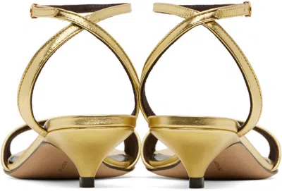 The Row Vika Ankle Strap Kitten Heeled Sandals In Gold Leather In Gold Gold