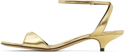 The Row Vika Ankle Strap Kitten Heeled Sandals In Gold Leather In Gold Gold