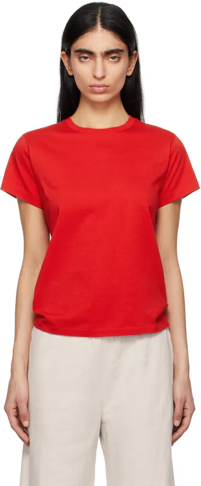 The Row Florie T-shirt With Red Center Detail In Rojo