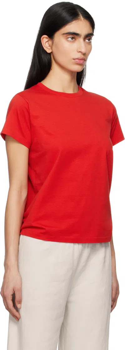 The Row Florie T-shirt With Red Center Detail In Rojo