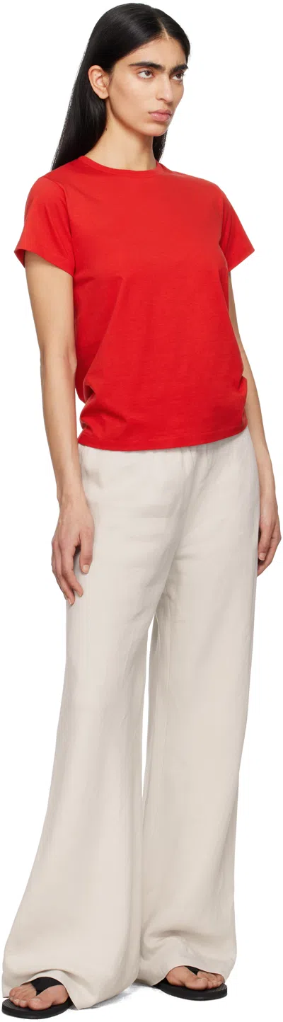 The Row Florie T-shirt With Red Center Detail In Rojo