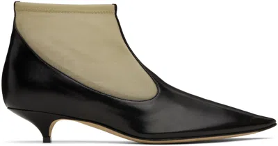 The Row Mesh Leather-trimmed Ankle Boots In Blk Black