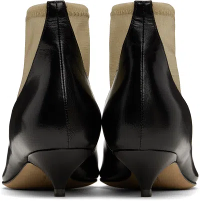 The Row Mesh Leather-trimmed Ankle Boots In Blk Black