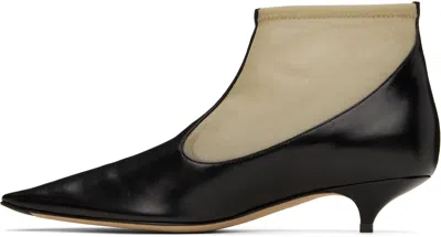 The Row Mesh Leather-trimmed Ankle Boots In Blk Black