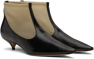 The Row Mesh Leather-trimmed Ankle Boots In Blk Black