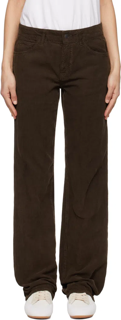 The Row Carlyl Corduroy Straight-leg Pants In Dark Coffee