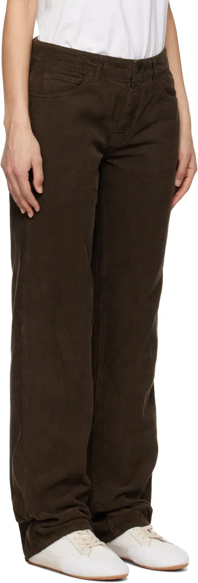 The Row Carlyl Corduroy Straight-leg Pants In Dark Coffee