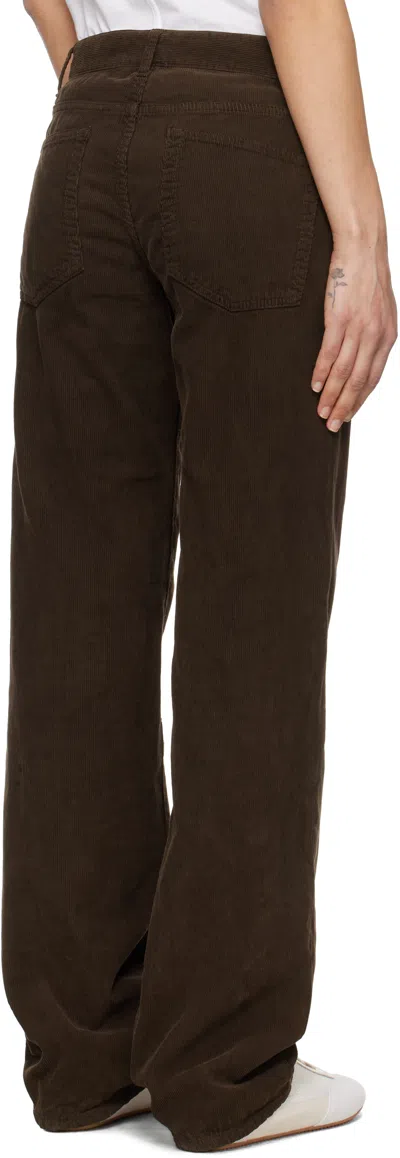 The Row Carlyl Corduroy Straight-leg Pants In Dark Coffee