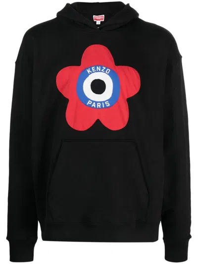 Kenzo Flower Hooded Sweatshirt In Black