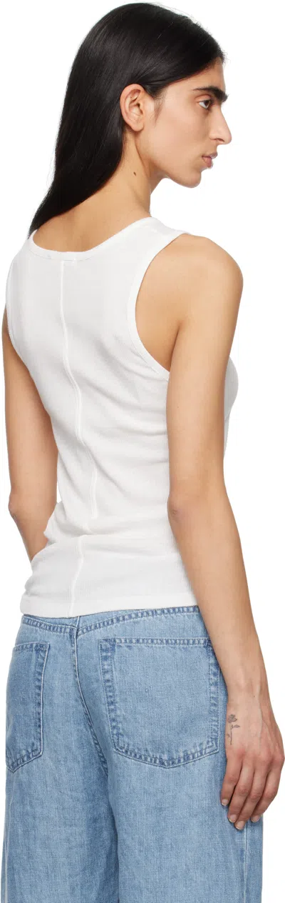The Row Ribbed Texture Tank Top With Button Detail In White