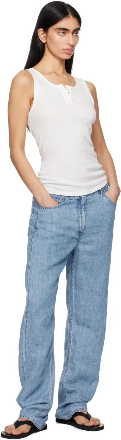 The Row Ribbed Texture Tank Top With Button Detail In White