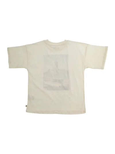 Mini Rodini City Hall White Crewneck T-shirt With Maxi Print On The Front In Cotton Boy In White