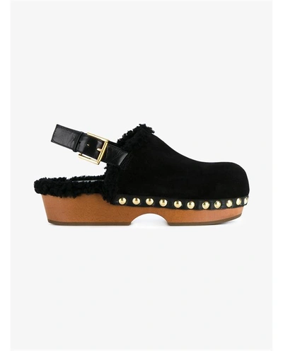 Shop Alexander Mcqueen Shearling-lined Suede Clogs