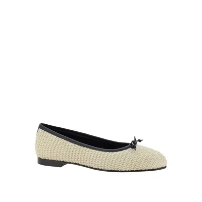 Manolo Blahnik Raffia Veralli Ballet Flats With Cuir Sole In Neutral