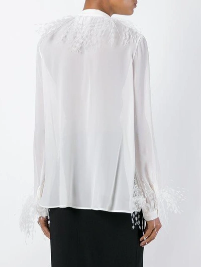 Shop Christopher Kane Feather Trim Shirt  In White