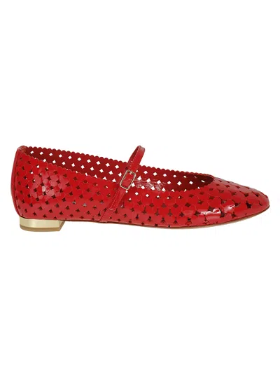Aquazzura Amourose Mary Jane Ballerina Flats In Red