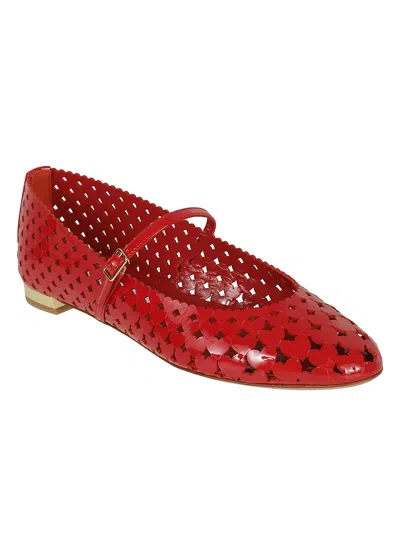 Aquazzura Amourose Mary Jane Ballerina Flats In Red