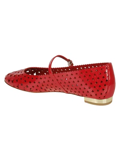 Aquazzura Amourose Mary Jane Ballerina Flats In Red
