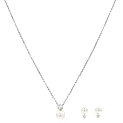 Swarovski Matrix Set Pearl Rhodium Shiny White In White
