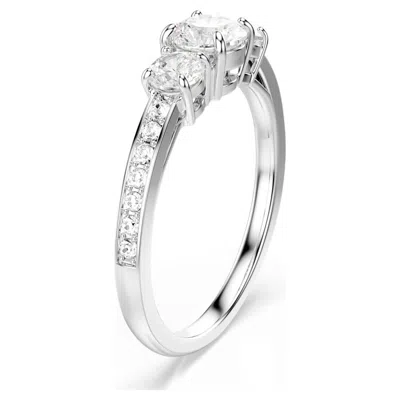 Swarovski Attract Trilogy Motif Ring Cocr Unplated Crystal In White