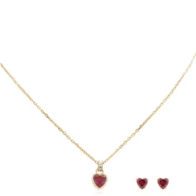 Swarovski Stilla Set Gold Shiny Red In Silver Tone