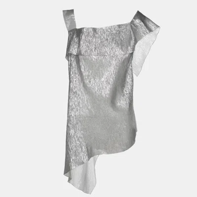 Pre-owned Roland Mouret X Net-a-porter Silver Silk One Strap Top Xxl